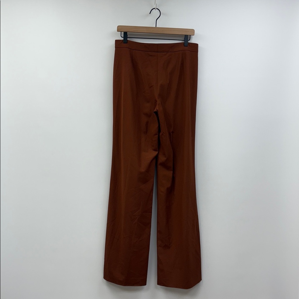 Theory High Slit Trouser Stretch Wool High Rise Flared Wide Leg Pant Brandy 6 - Picture 7 of 11